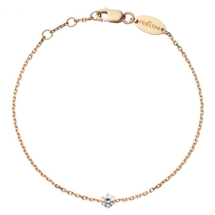 Pulsera en cadena absolu con diamante de 0.10ct en base de oro rosa - Redline - 0++