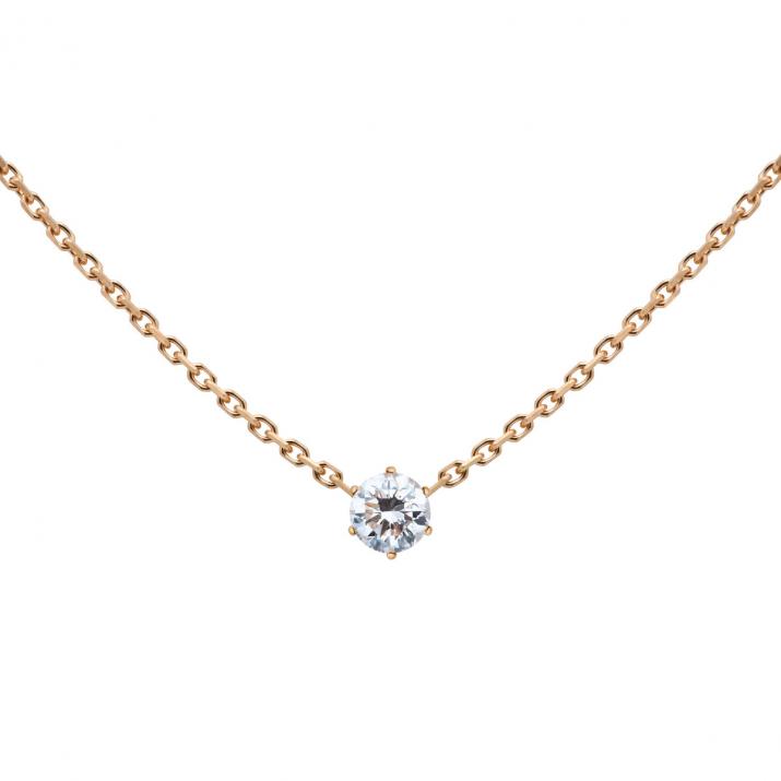 Collar en cadena absolu con diamante de 0.10ct en base de oro rosa - Redline - 0++