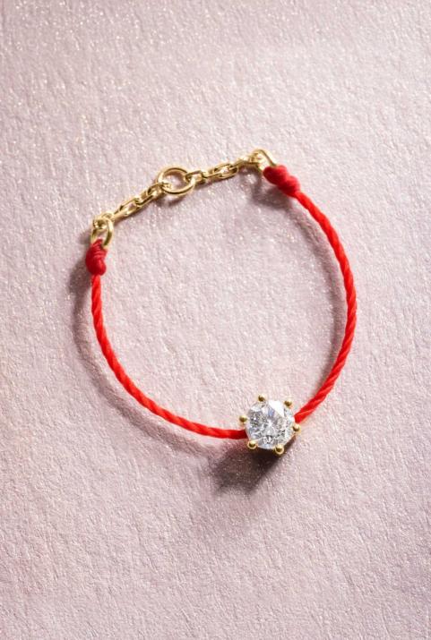 Anillo en hilo absolu con diamante de 0.10ct en base de oro amarillo - Redline - 0++