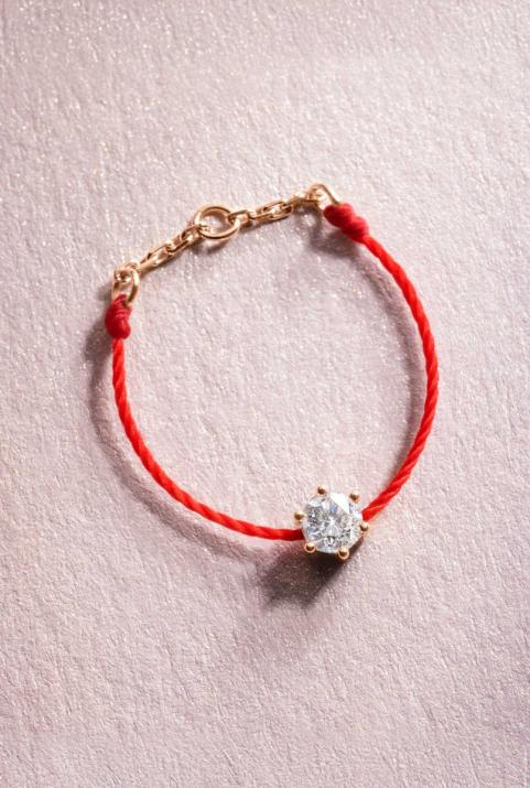 Anillo en hilo absolu con diamante de 0.10ct en base de oro rosa - Redline - 0++