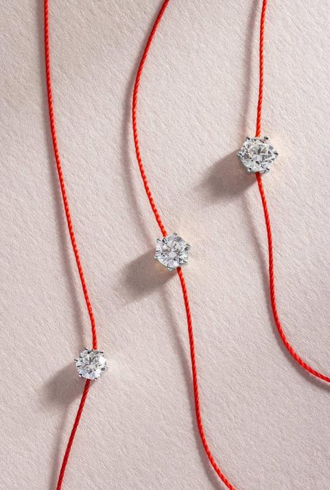 Pulsera en hilo absolu con diamante de 0.10ct en base de oro blanco - Redline - 0++