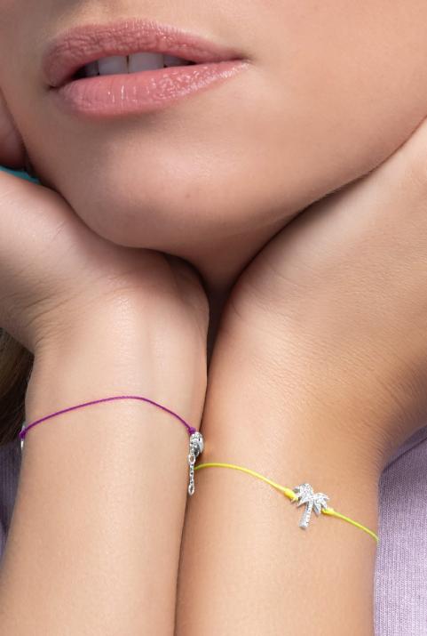 Pulsera de hilo Sunnydays en oro blanco con pavé de diamantes - Redline - 0++