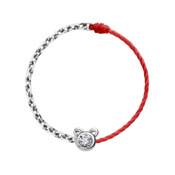 Anillo de Alambre y Cadena Mini Pure Bear Oro Blanco - Redline