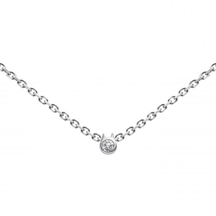 Collar de cadena Mini Pure Cat de diamantes de 0.05 ct en oro blanco - Redline - 0++
