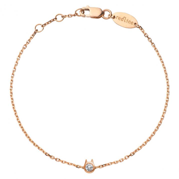 Pulsera de diamantes y cadena Mini Pure Cat en oro rosa de 0,05 ct - Redline - 0++