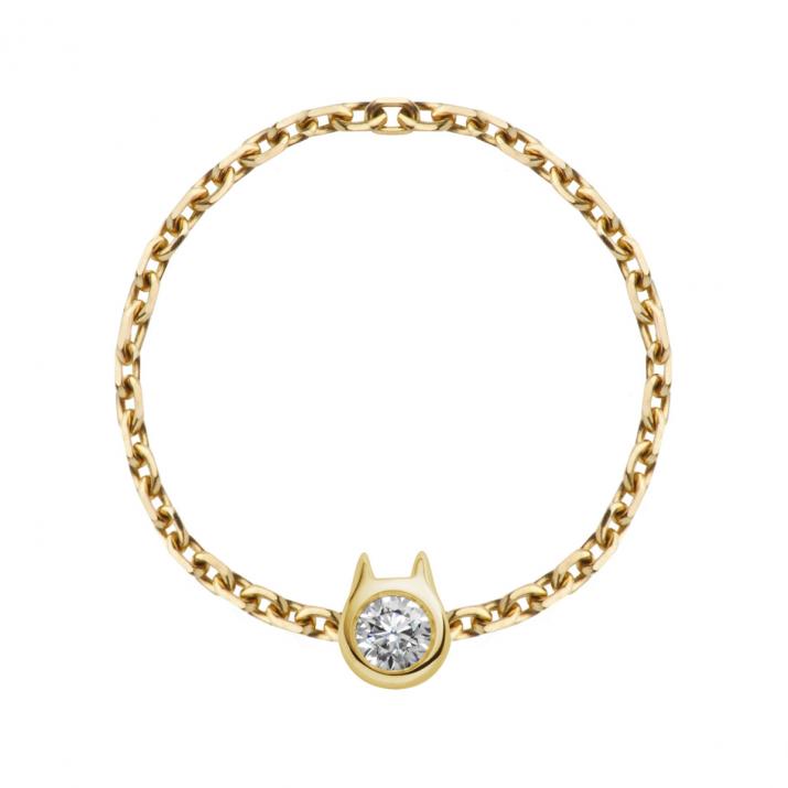 Anillo de cadena y diamantes Mini Pure Cat en oro amarillo - Redline - 0++