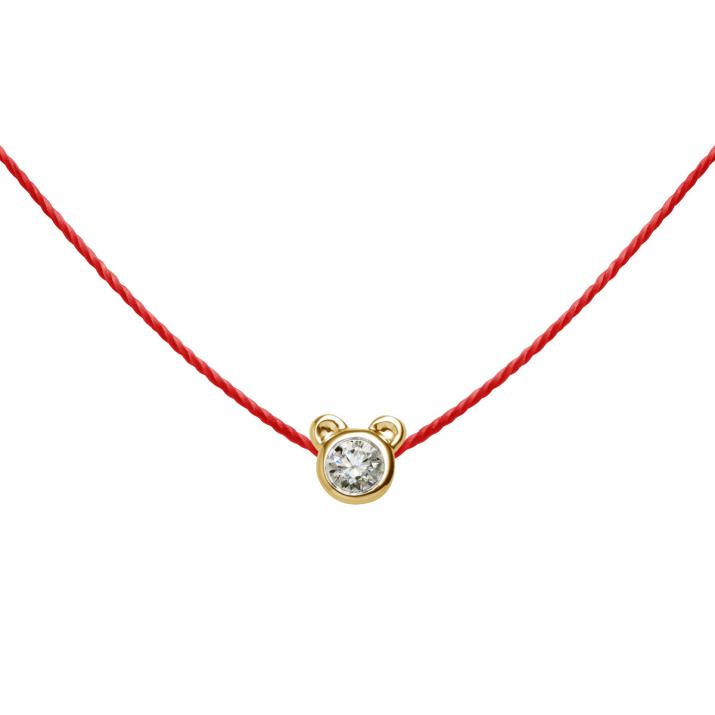Collar de hilo de diamantes para mujer engastado en oro amarillo con forma de oso - Redline - 0++