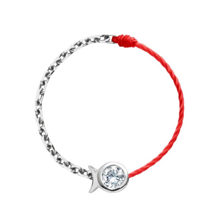 Anillo de Alambre y Cadena Mini Pure Fish Oro Blanco - Redline