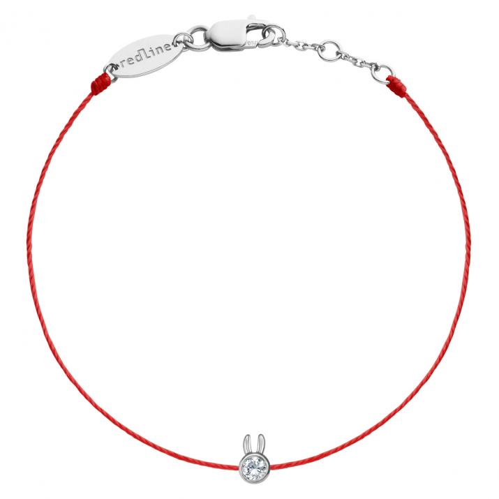Pulsera Mini Pure Rabbit con hilo y diamantes engastados en oro blanco conejo - Redline - 0++