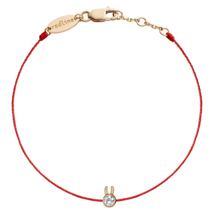 Pulsera Mini Pure Rabbit con hilo y diamantes engastados en oro rosa conejo - Redline - 0++