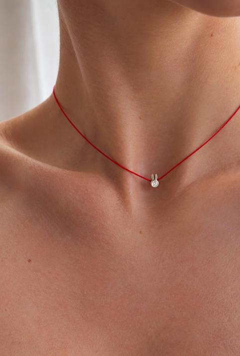 Collar para mujer Mini Pure Rabbit en oro blanco de 18 k - Redline - 0++