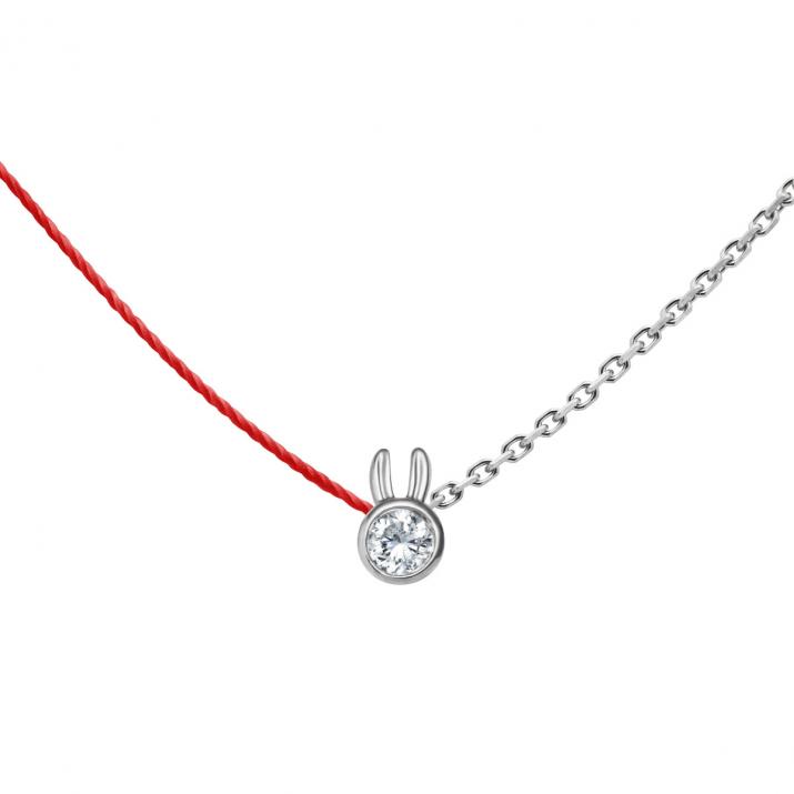 Collar Mini Pure Rabbit en oro blanco media cadena media hilo - Redline