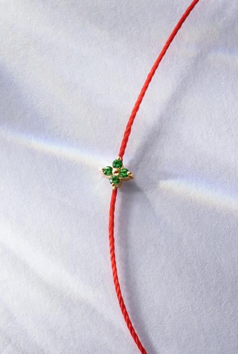 Pulsera Hilo Shiny Saphir Oro Amarillo - Redline - 0++