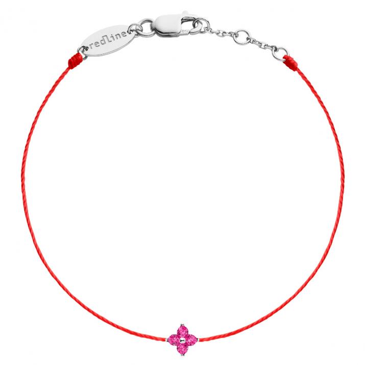 Pulsera Hilo Shiny Rubis  Oro Blanco - Redline - 0++