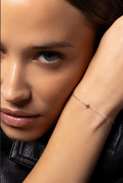 Brazalete brillante cadena de rubí oro blanco - Redline - 0++