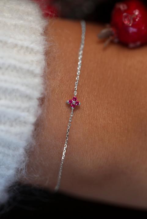 Brazalete brillante cadena de rubí oro blanco - Redline - 0++