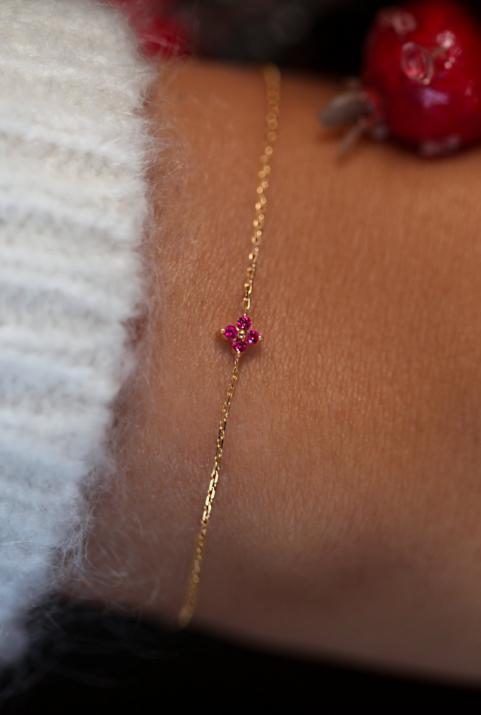 Brazalete brillante cadena de rubí oro amarillo - Redline - 0++