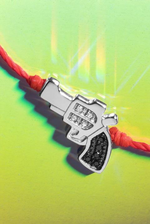 Hilo de brazalete de bang bang masculino de oro blanco - Redline - 0++