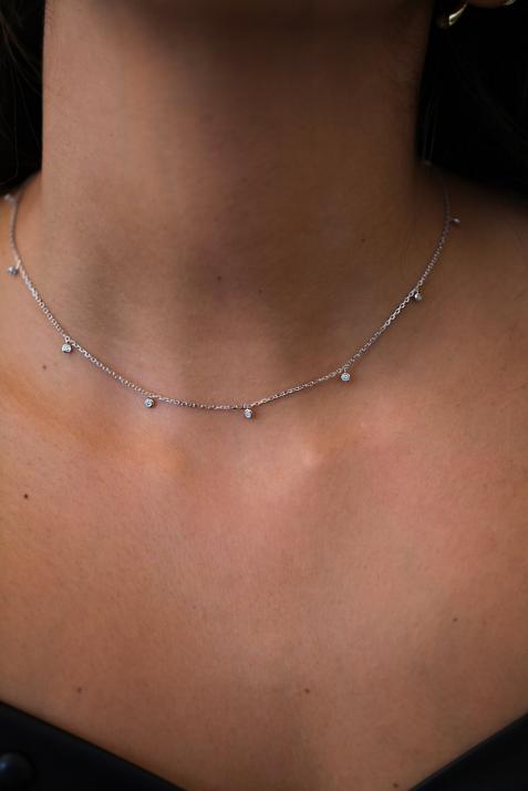 Collar femenino de oro blanco - Redline - 0++