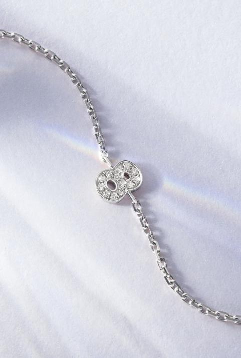 Mi número Pavé Diamonds Cadena Pulsera de oro blanco - Redline - 0++