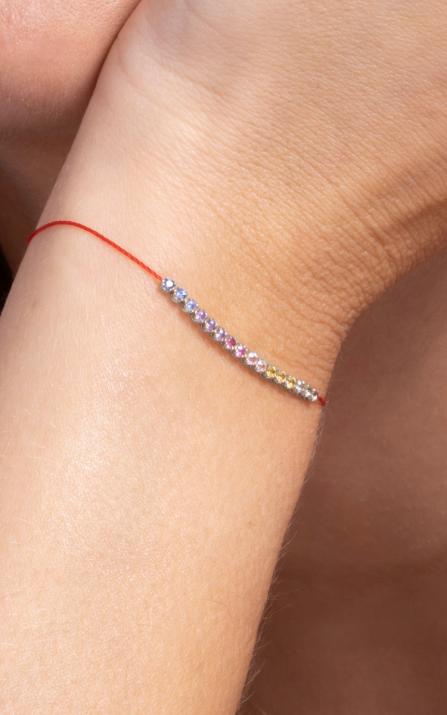 Marilyn Rainbow Sapphires Pulsera de hilo de oro blanco - Redline - 0++