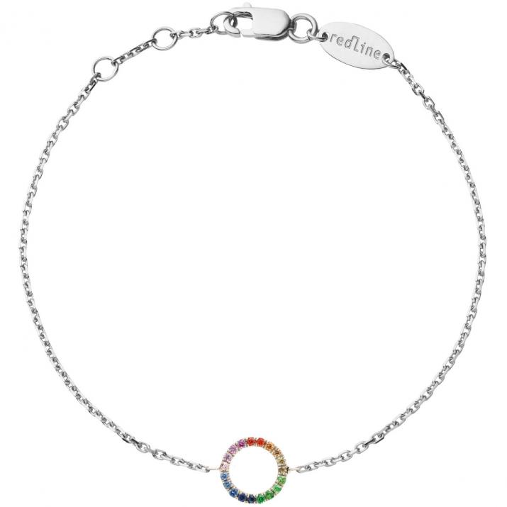 Mini Aura Rainbow Chain Sapphires Pulsera de oro blanco - Redline - 0++