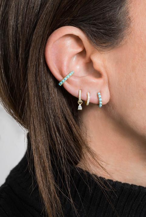 Pendiente Ear Cuff Si Joli Turquoise Oro Amarillo - Redline - 0++