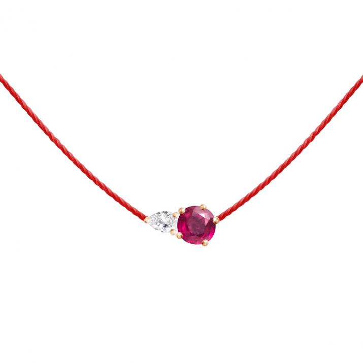 Collar de Hilo Abby Rubis Oro rosa - Redline