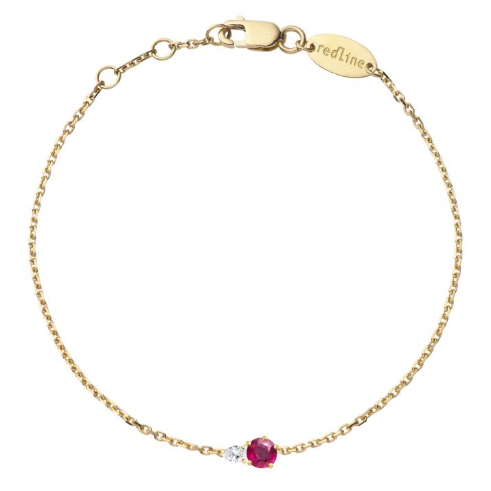Pulsera de cadena Abby Rubis Oro Amarillo - Redline