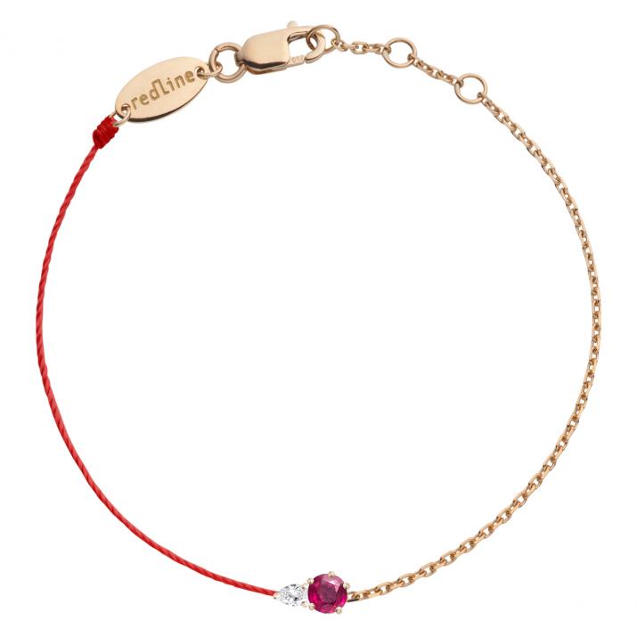 Pulsera Media Cadena Medio Hilo Abby Rubis  Oro rosa - Redline