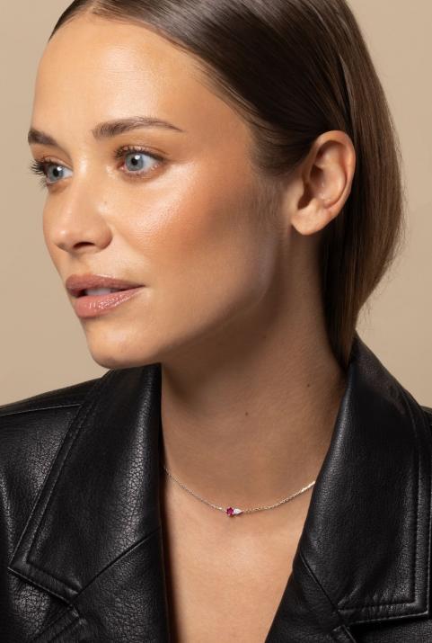 Collar de Cadena Abby Rubis Oro Blanco - Redline - 0++
