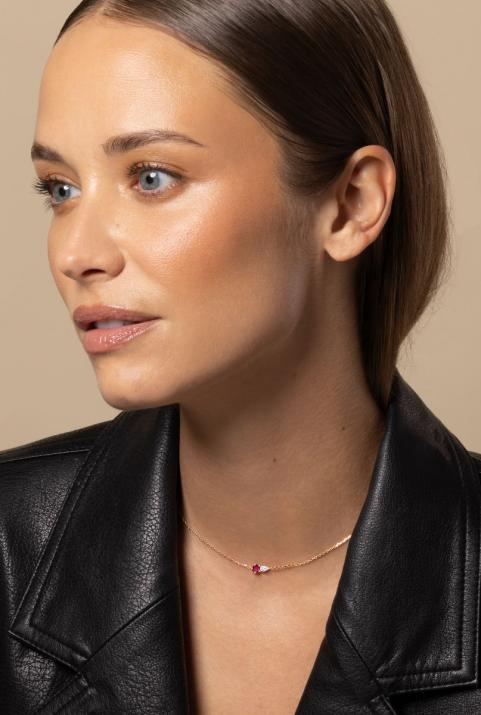 Collar de Cadena Abby Rubis Oro rosa - Redline - 0++