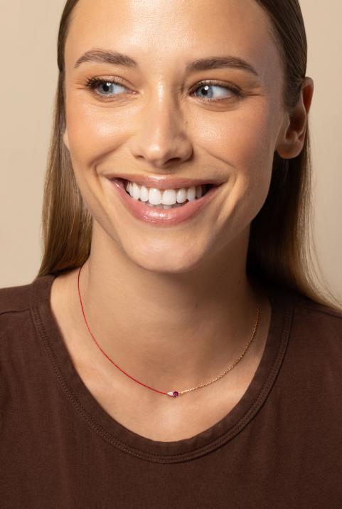 Collar Media Cadena Medio Hilo Abby Rubis Oro rosa - Redline - 0++