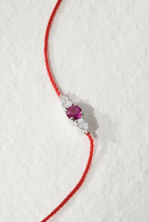 Pulsera Hilo So Abby Rubis Oro Blanco - Redline - 0++