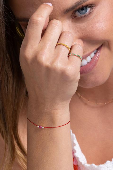 Pulsera Media Cadena Medio Hilo So Abby Rubis Oro rosa - Redline - 0++