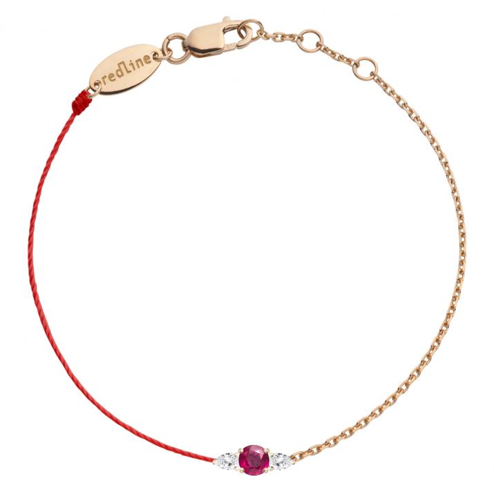 Pulsera Media Cadena Medio Hilo So Abby Rubis Oro rosa - Redline - 0++