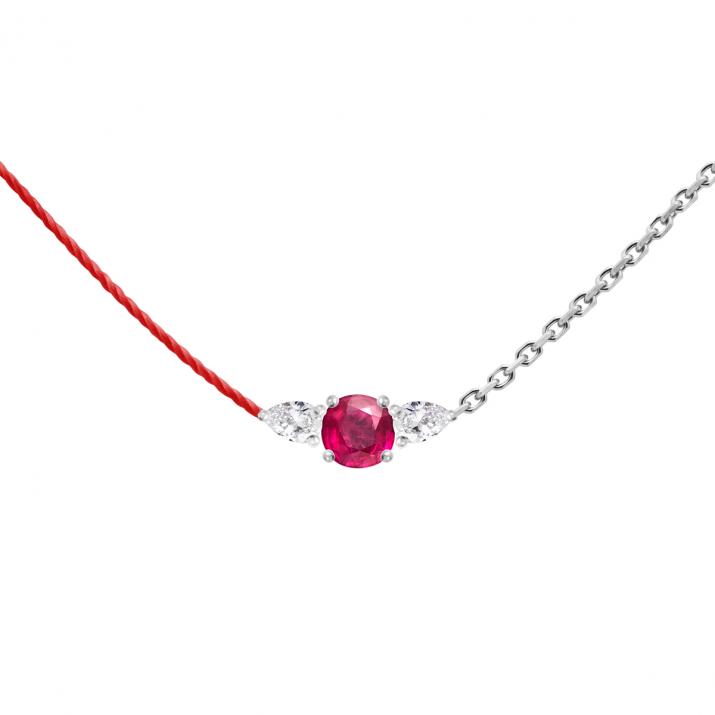 Collar Media Cadena Medio Hilo So Abby Rubis Oro Blanco - Redline