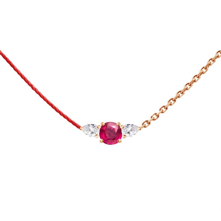 Collar Media Cadena Medio Hilo So Abby Rubis Oro rosa - Redline