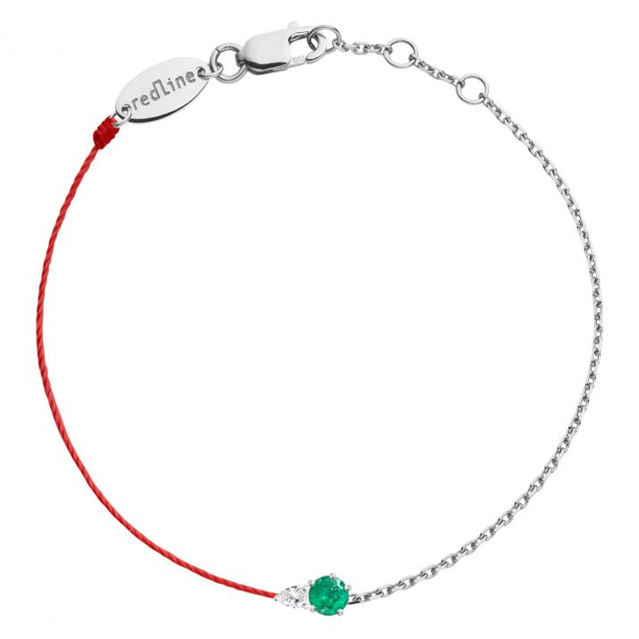 Pulsera Media Cadena Medio Hilo Abby Emeraude Oro Blanco - Redline