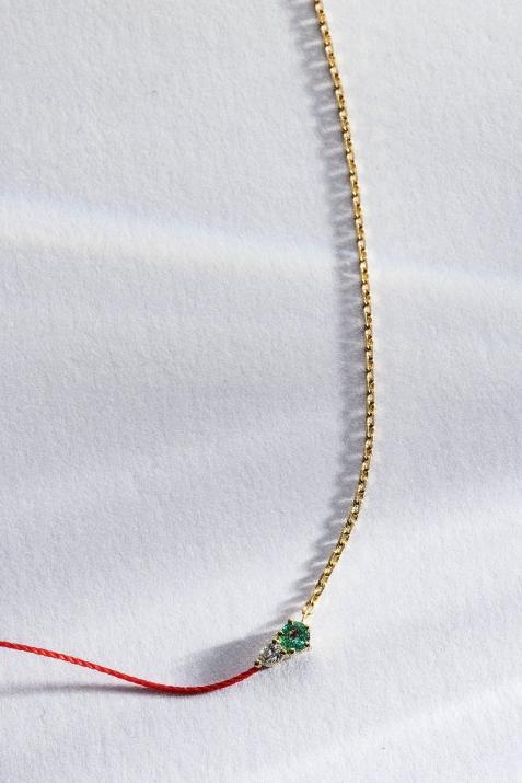 Collar Media Cadena Medio Hilo Abby Emeraude Oro Amarillo - Redline - 0++