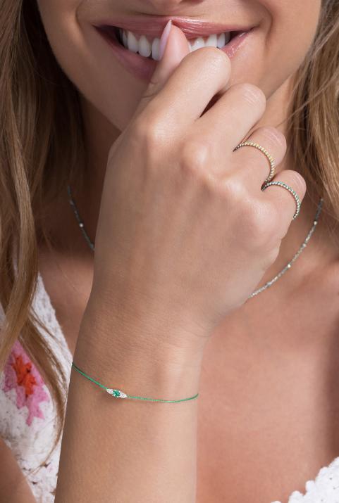 Pulsera Hilo So Abby émeraude Oro Blanco - Redline - 0++