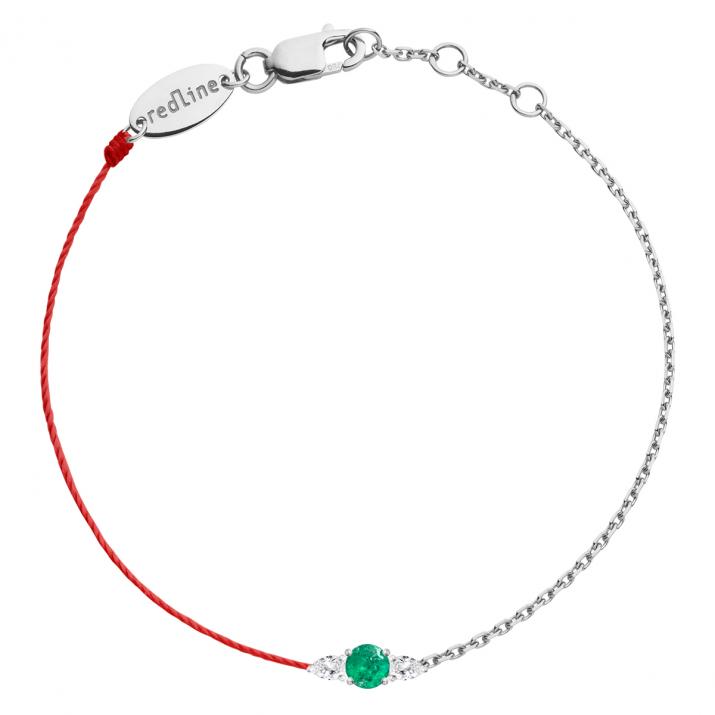 Pulsera Media Cadena Medio Hilo So Abby Emeraude Oro Blanco - Redline