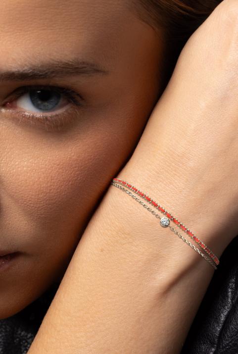 Pulsera de cadena Aurore Celeste Oro Blanco - Redline - 0++
