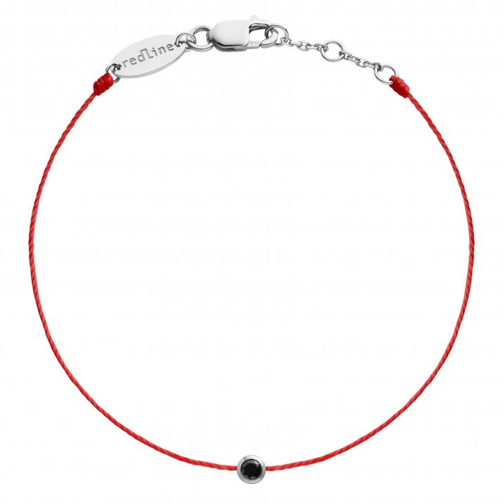 Pulsera en hilo con diamante negro de 0.10ct en oro blanco - Redline - 0++
