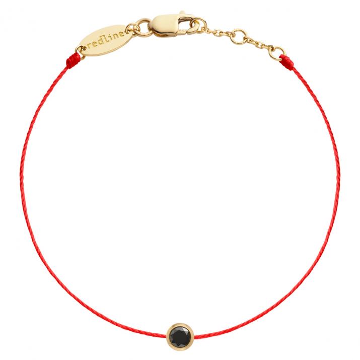 Pulsera en hilo con diamante negro de 0.10ct en oro amarillo - Redline - 0++