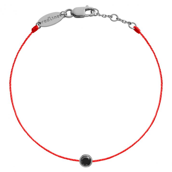 Pulsera en hilo con diamante negro de 0.10ct en oro negro - Redline - 0++