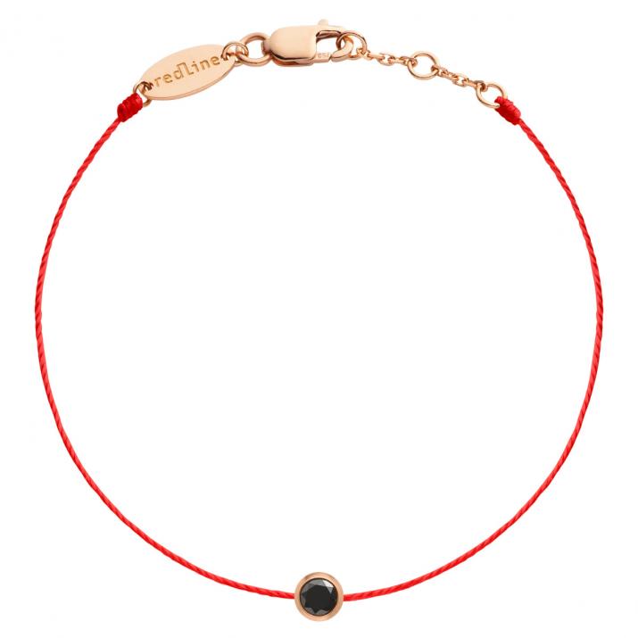 Pulsera en hilo con diamante negro de 0.10ct en oro rosa - Redline - 0++