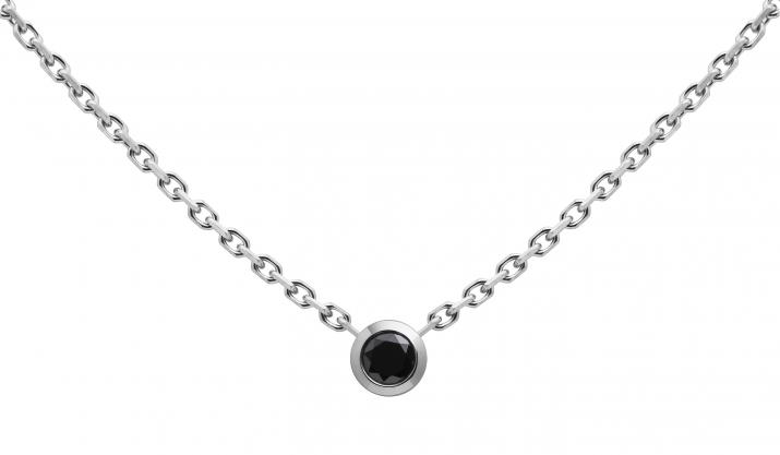Collar en cadena con 0.10ct de diamante negro en base de oro blanco - Redline