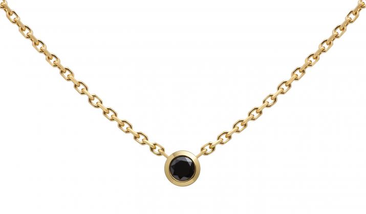Collar en cadena con 0.10ct de diamante negro en base de oro amarillo - Redline
