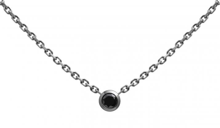 Collar en cadena con 0.10ct de diamante negro en base de oro negro - Redline